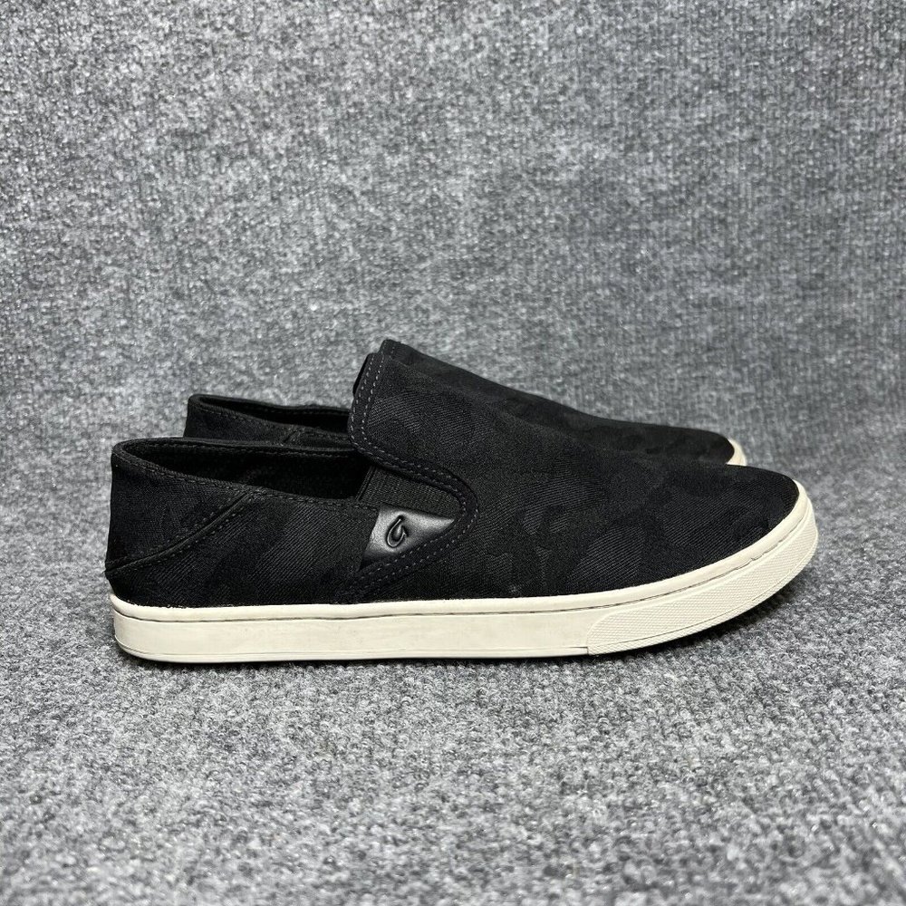 Olukai Pehuea Pa’i Loafers Womens 7 Black Camo Slip On Shoes
